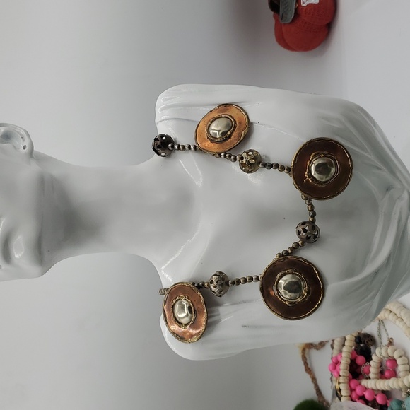 Artisan Modernist Copper Shield Necklace 28 Inches N3615